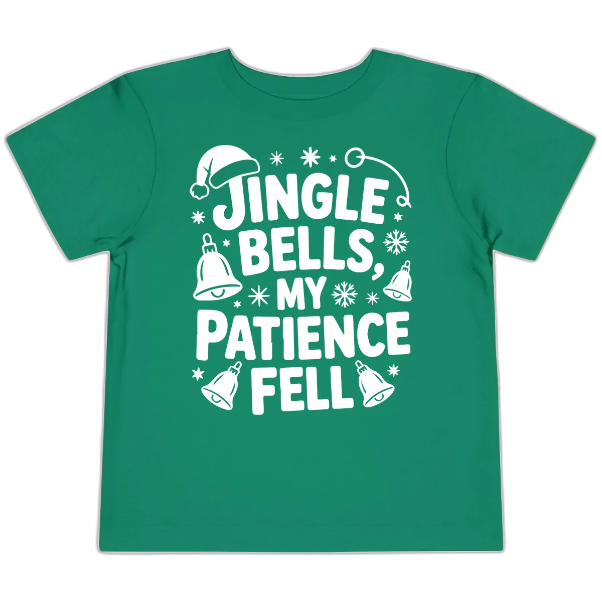 Jingle Bells My Patience Fell Toddler T-Shirt in Kelly
