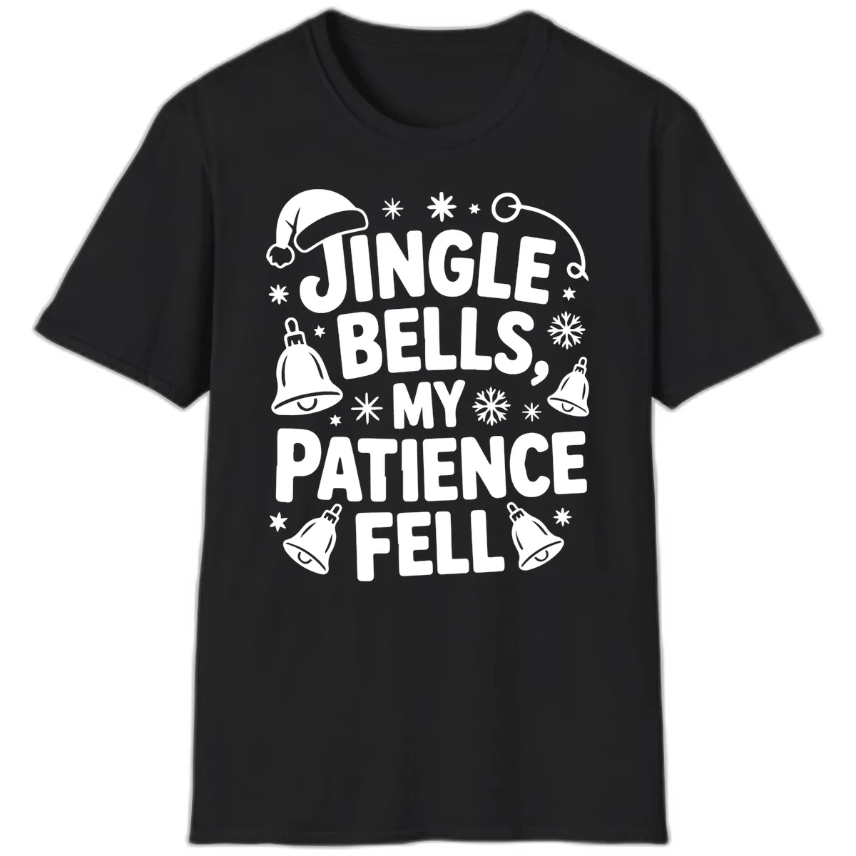 Jingle Bells My Patience Fell T-Shirt in Black