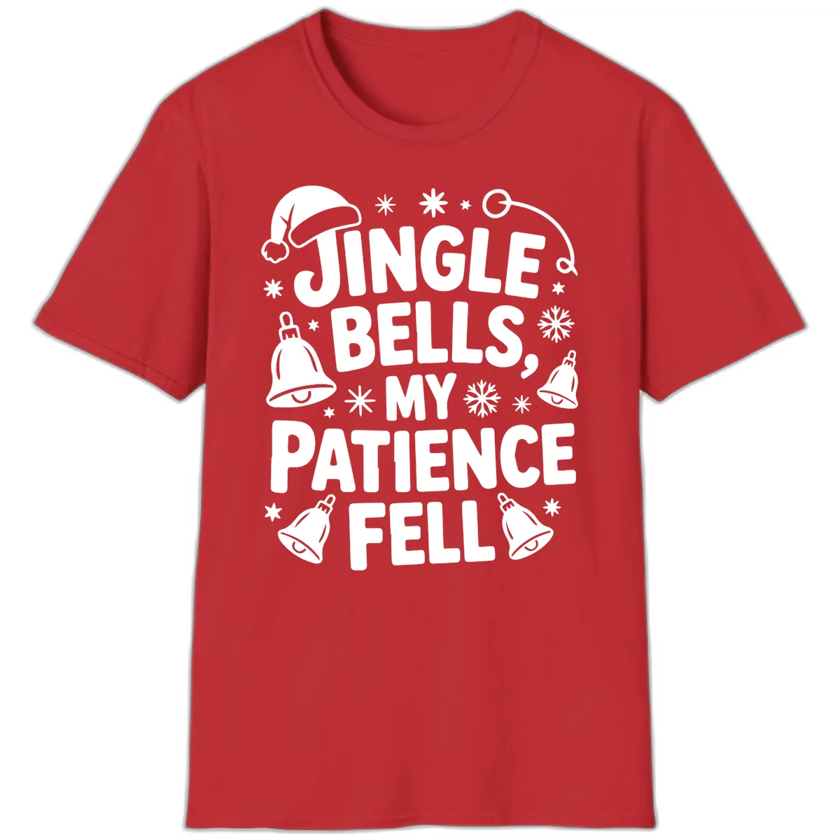 Jingle Bells My Patience Fell T-Shirt in Red