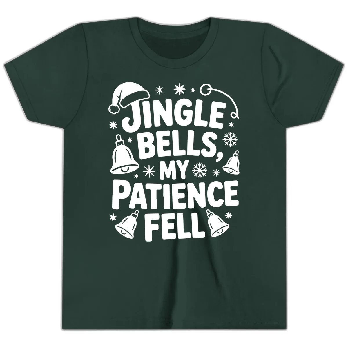 Jingle Bells My Patience Fell Youth T-Shirt in Forest