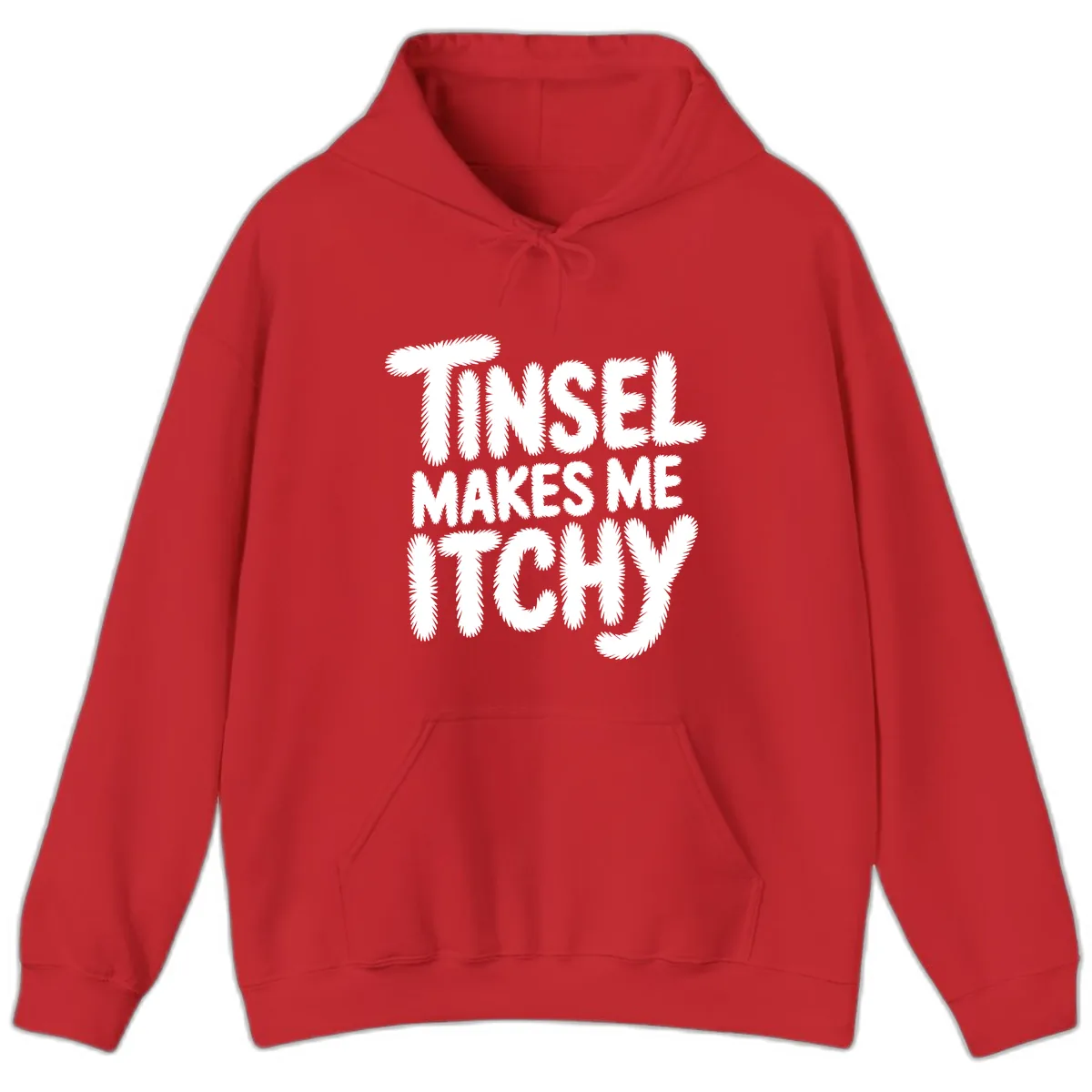Tinsel Makes Me Itchy Typography Hoodie in Red