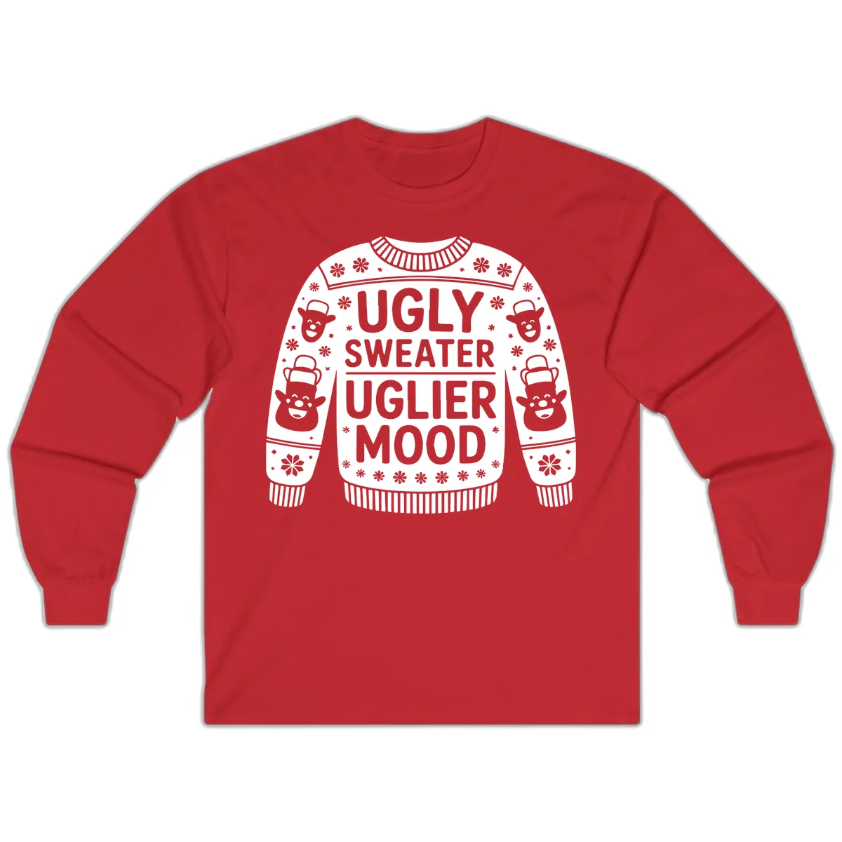 Ugly Sweater Uglier Mood Graphic Long Sleeve in Red