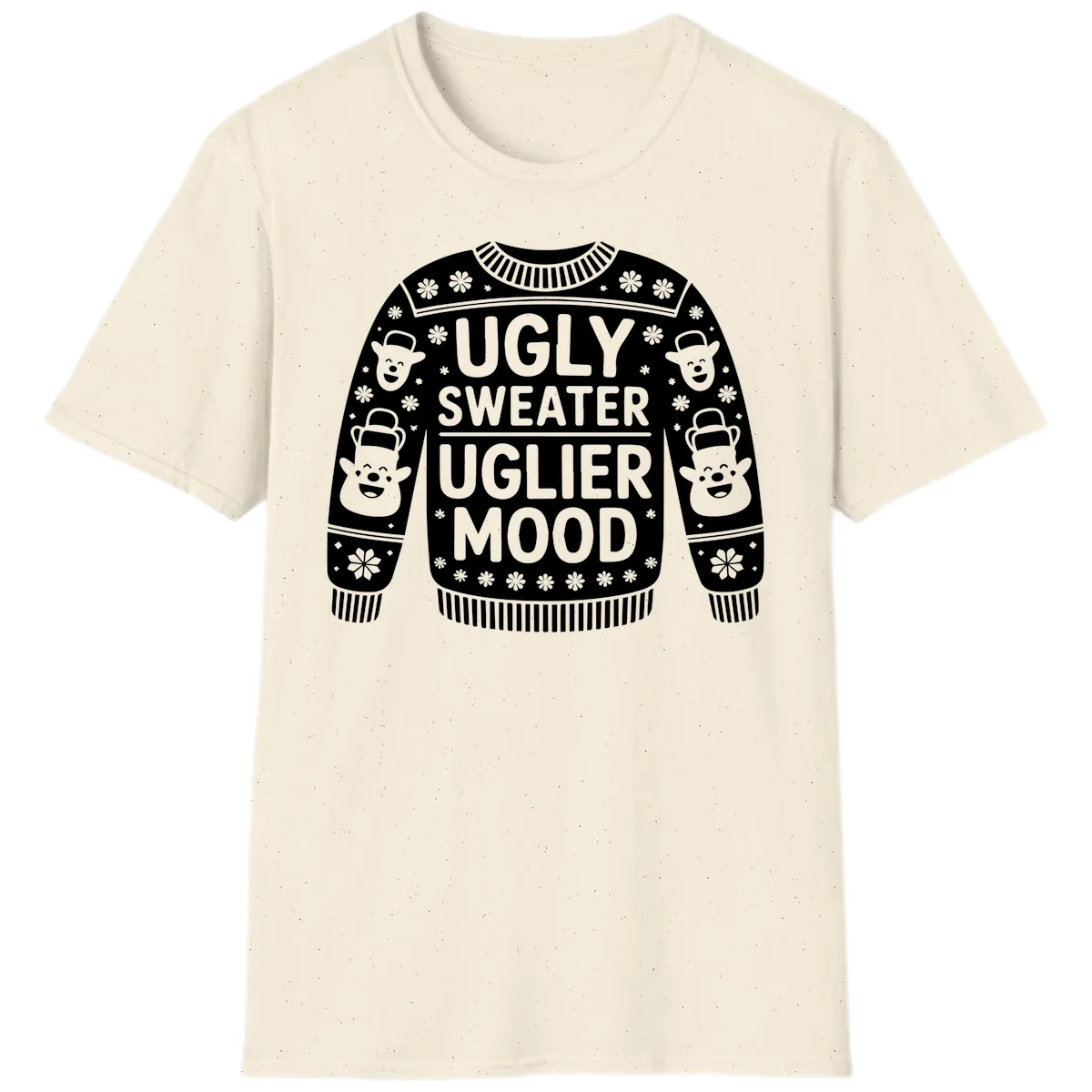 Ugly Sweater Uglier Mood Graphic T-Shirt in Natural