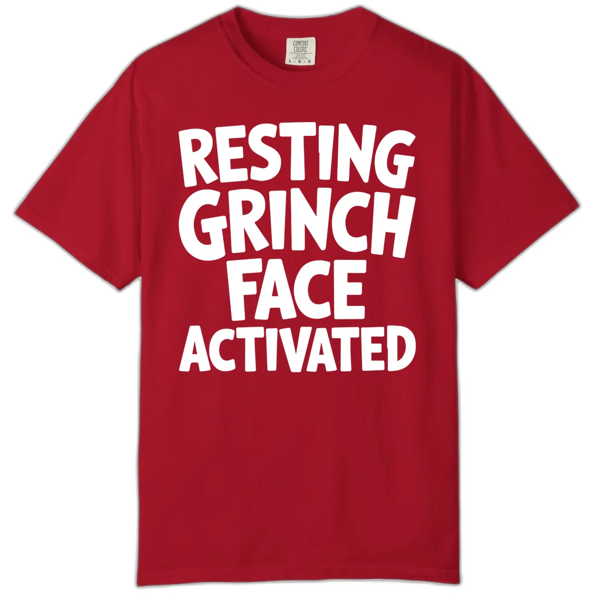 Resting Grinch Face Activated Typography Comfort Color in Red