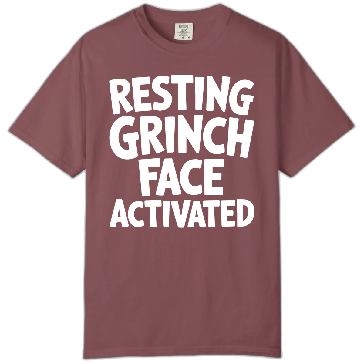 Resting Grinch Face Activated Typography Comfort Color in Brick