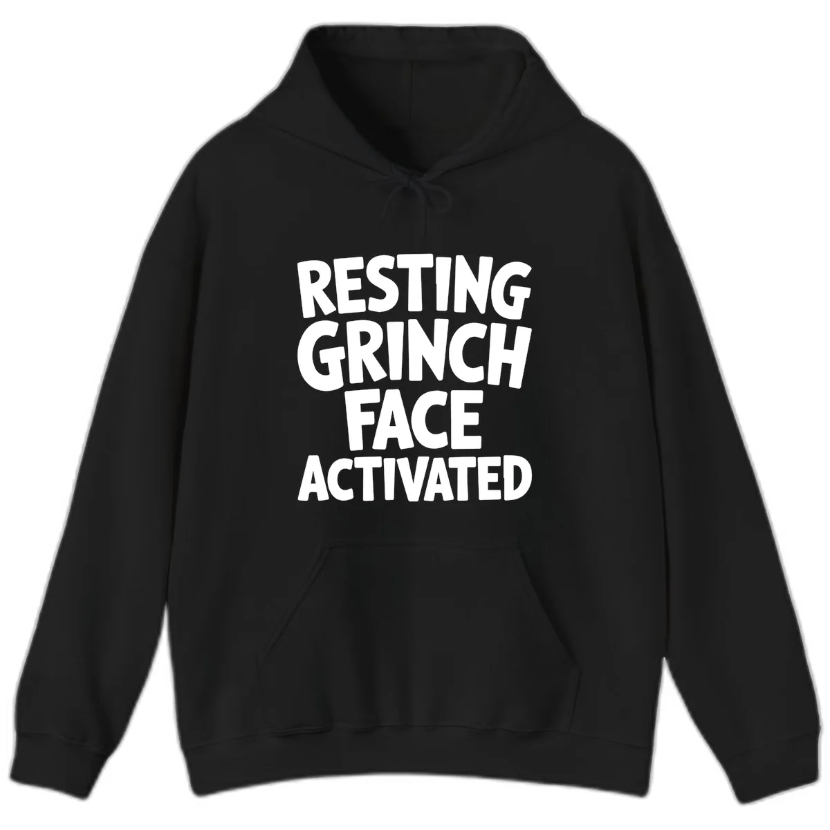 Resting Grinch Face Activated Typography Hoodie in Black