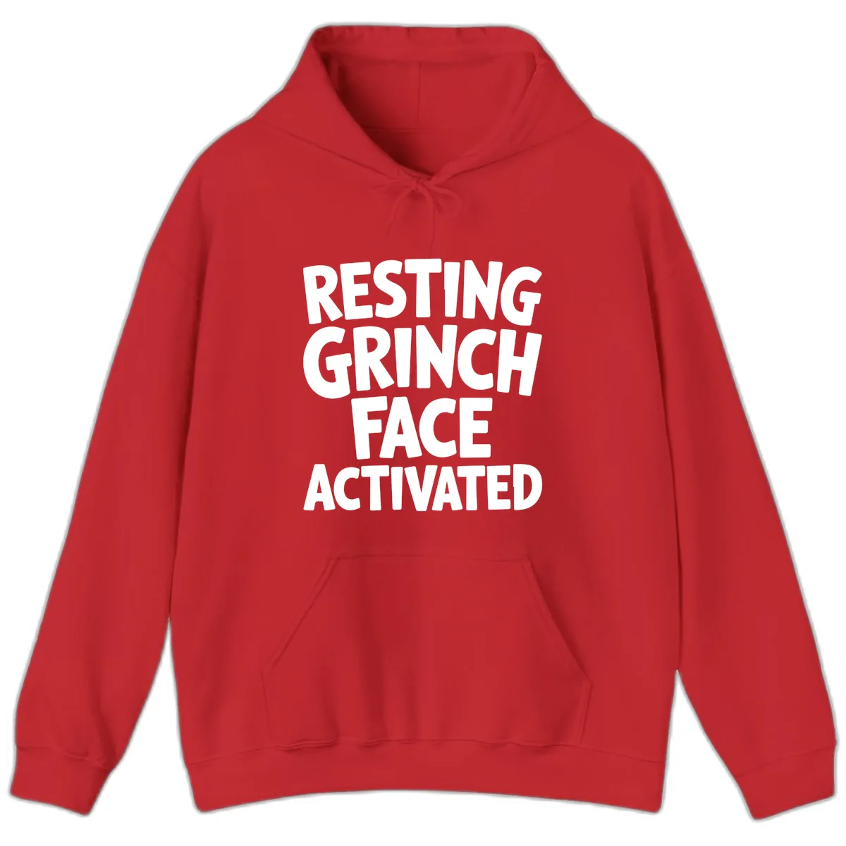 Resting Grinch Face Activated Typography Hoodie in Red