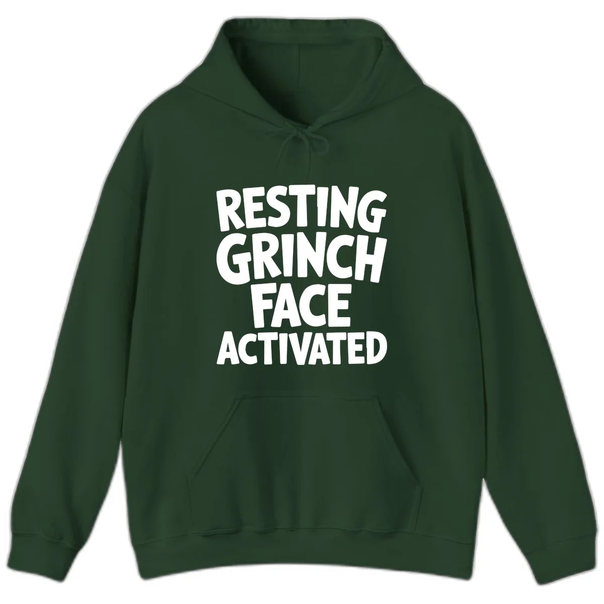 Resting Grinch Face Activated Typography Hoodie in Forest Green