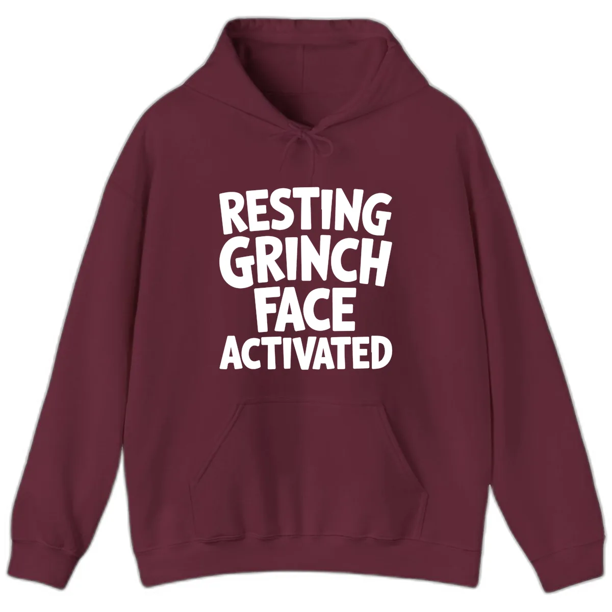 Resting Grinch Face Activated Typography Hoodie in Maroon