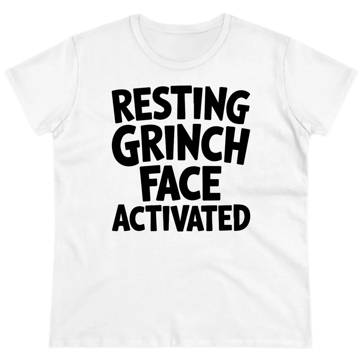 Resting Grinch Face Activated Typography Ladies Tee in White