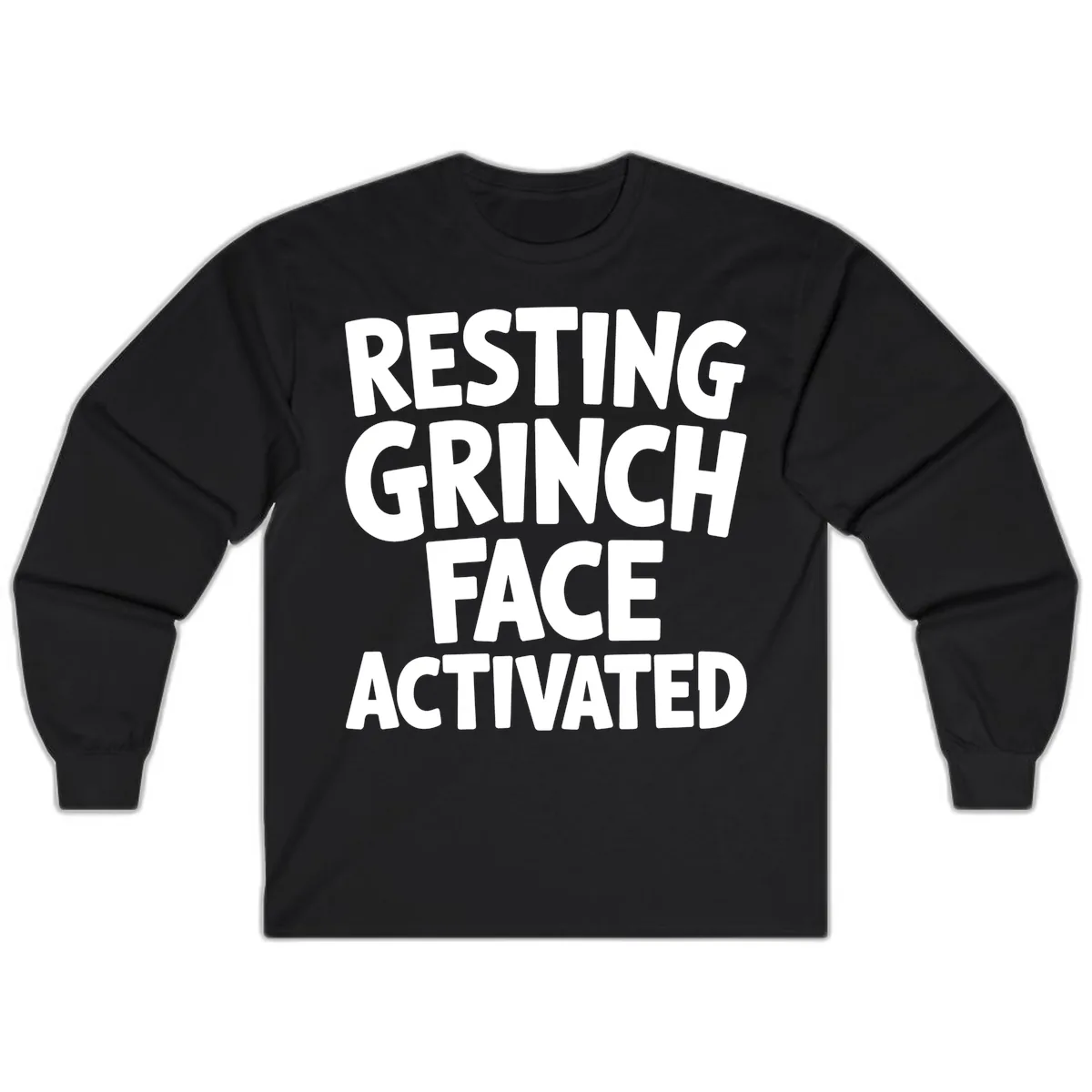 Resting Grinch Face Activated Typography Long Sleeve in Black