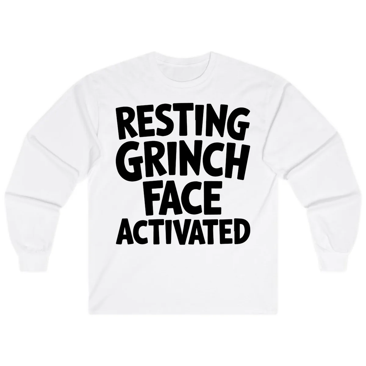 Resting Grinch Face Activated Typography Long Sleeve in White