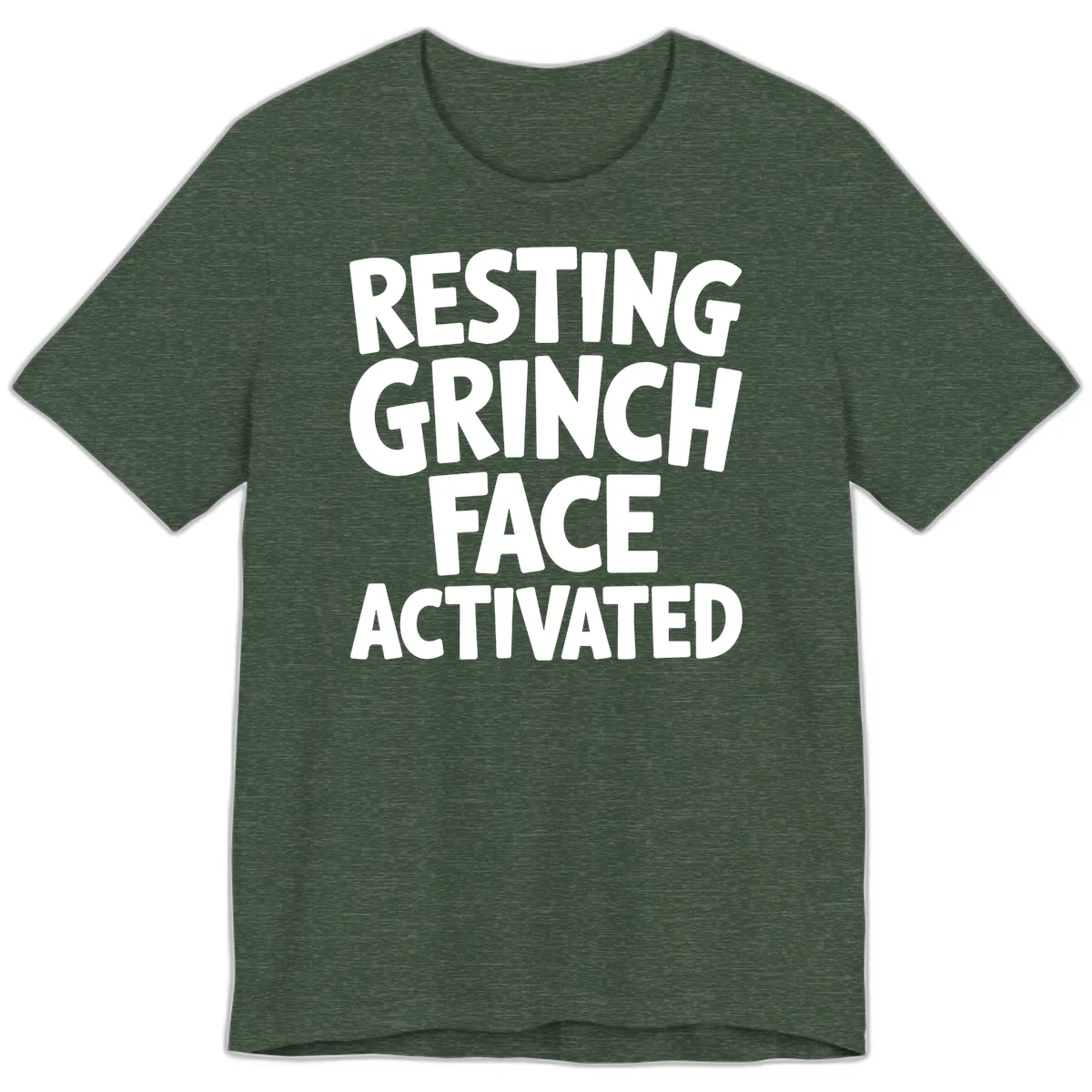 Resting Grinch Face Activated Typography Premium T-Shirt in Heather Forest