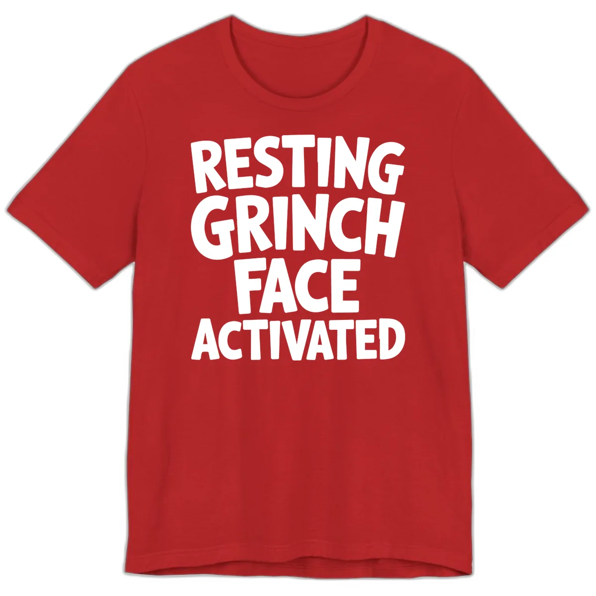Resting Grinch Face Activated Typography Premium T-Shirt in Red