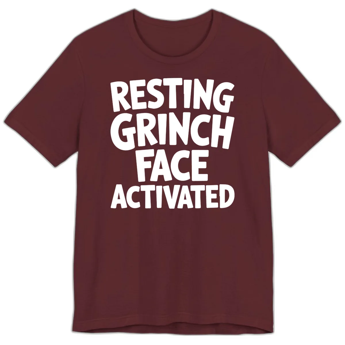 Resting Grinch Face Activated Typography Premium T-Shirt in Maroon