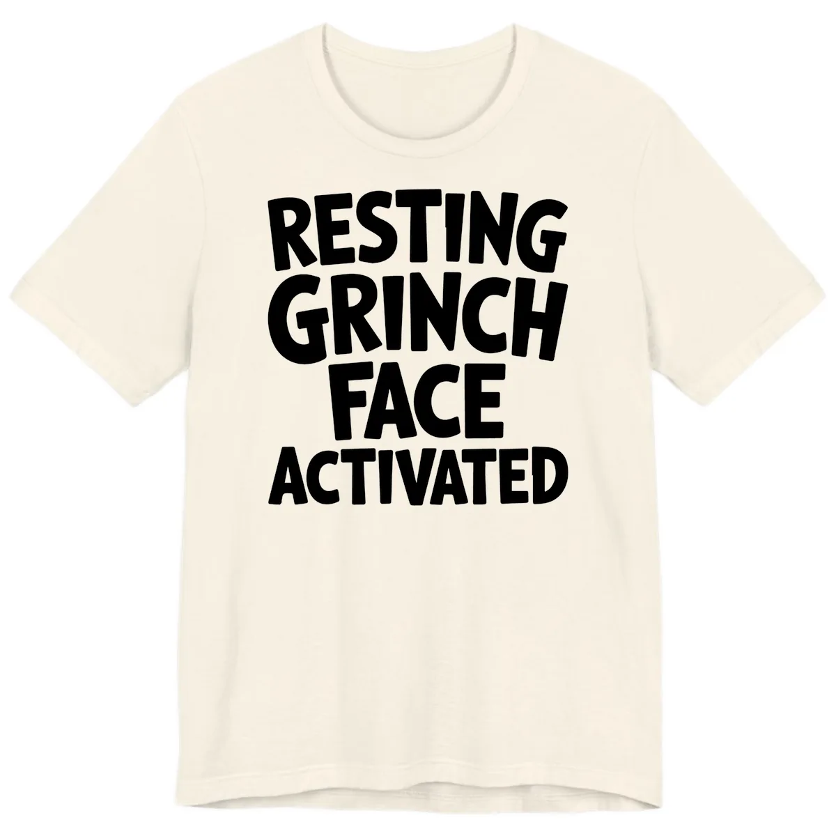 Resting Grinch Face Activated Typography Premium T-Shirt in Natural