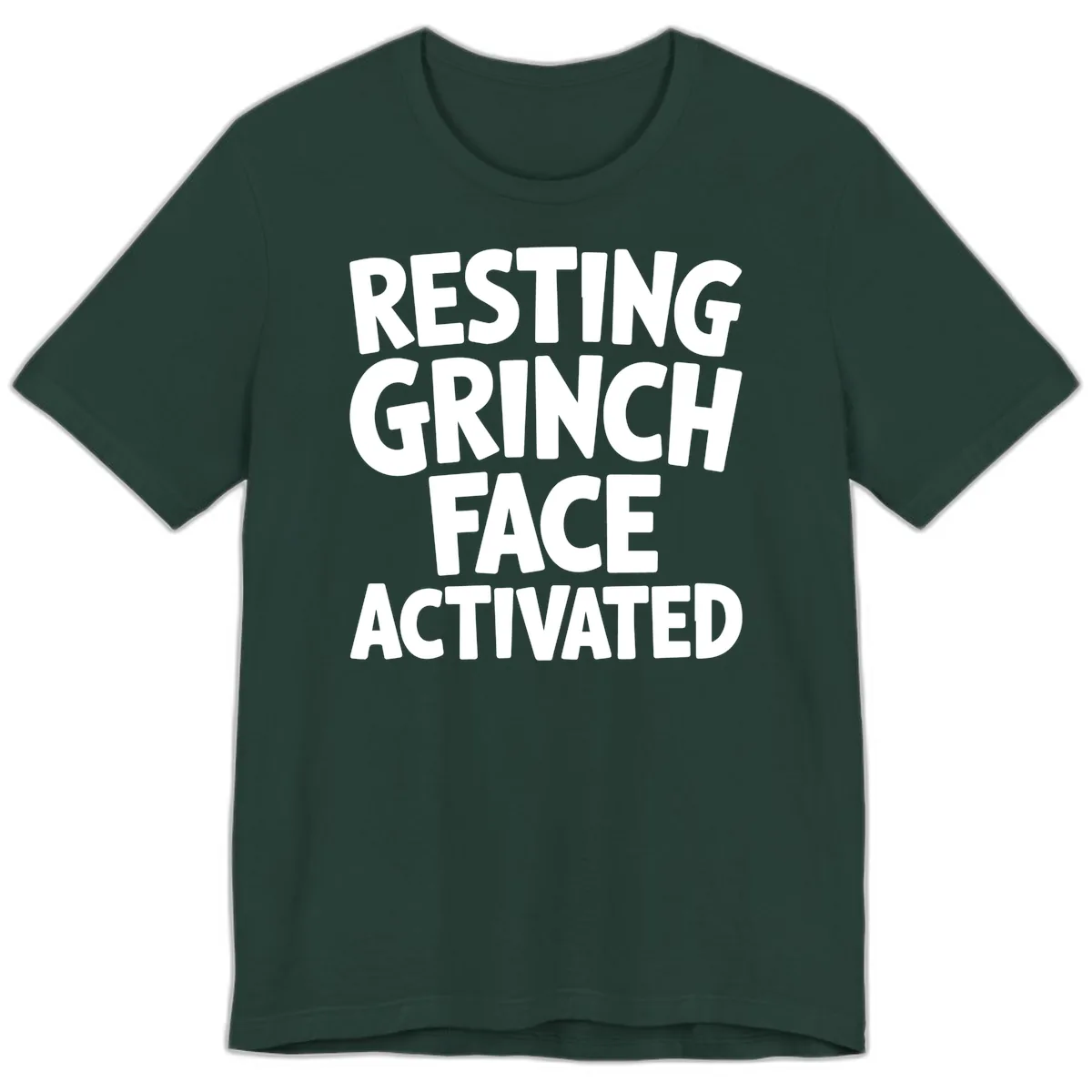 Resting Grinch Face Activated Typography Premium T-Shirt in Forest