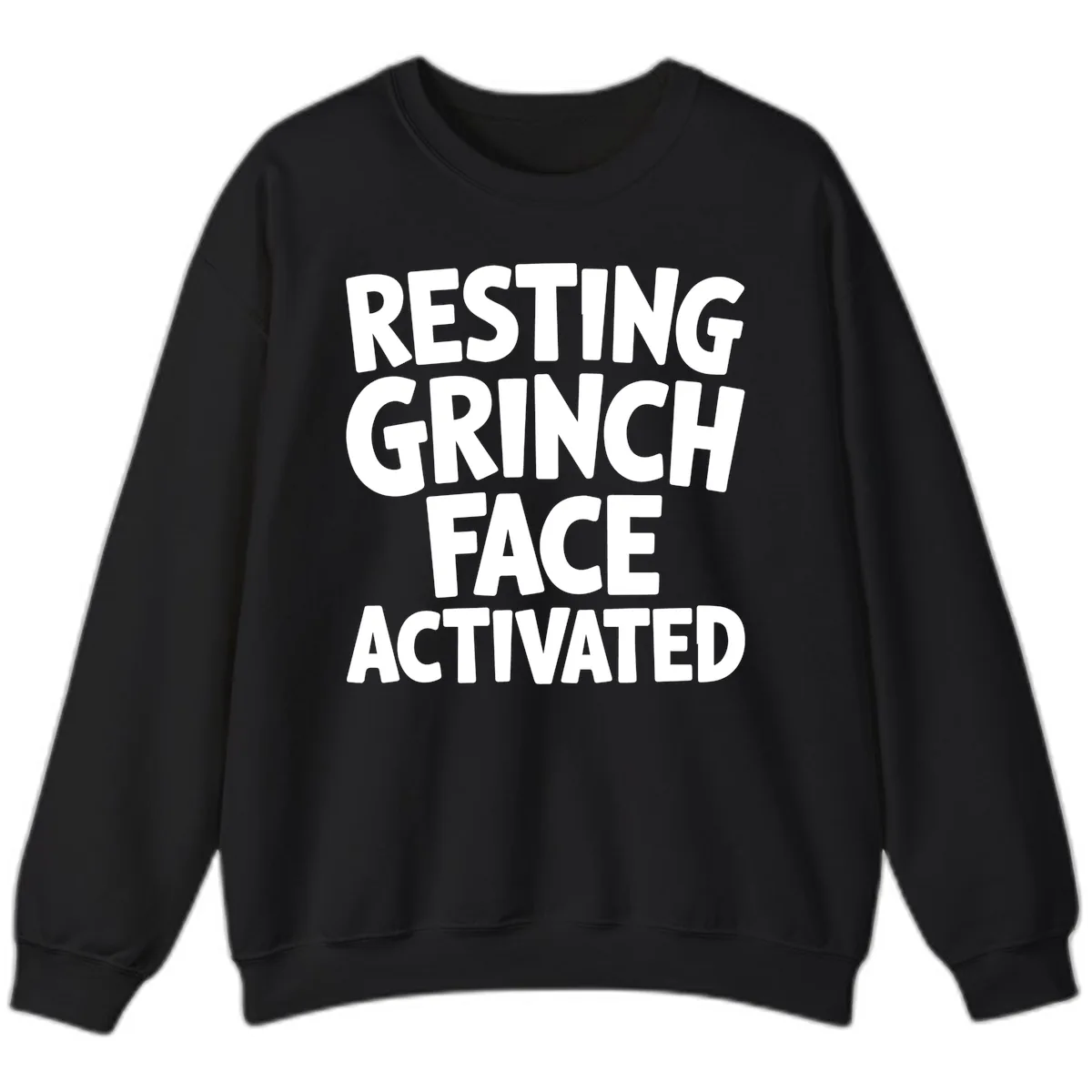 Resting Grinch Face Activated Typography Sweatshirt in Black