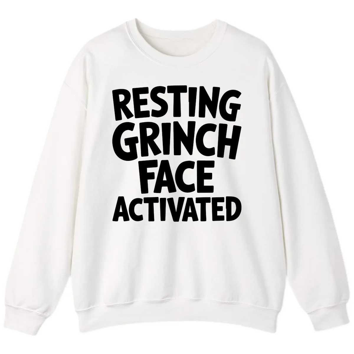 Resting Grinch Face Activated Typography Sweatshirt in White