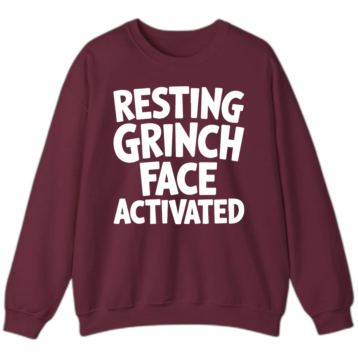 Resting Grinch Face Activated Typography Sweatshirt in Maroon
