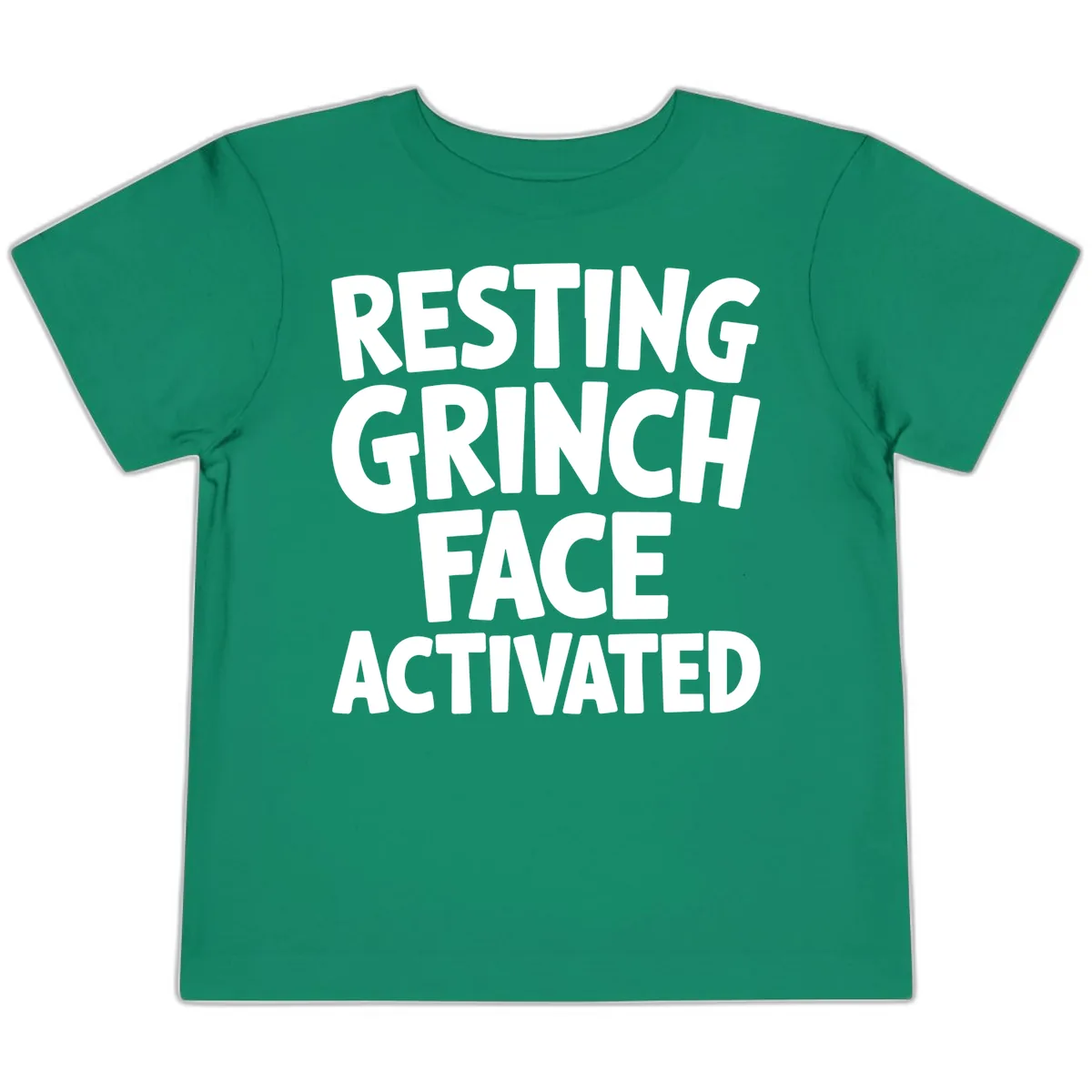 Resting Grinch Face Activated Typography Toddler T-Shirt in Kelly