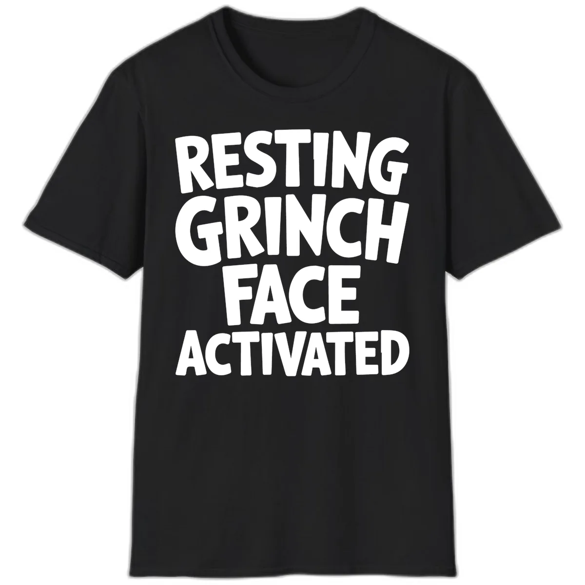 Resting Grinch Face Activated Typography T-Shirt in Black