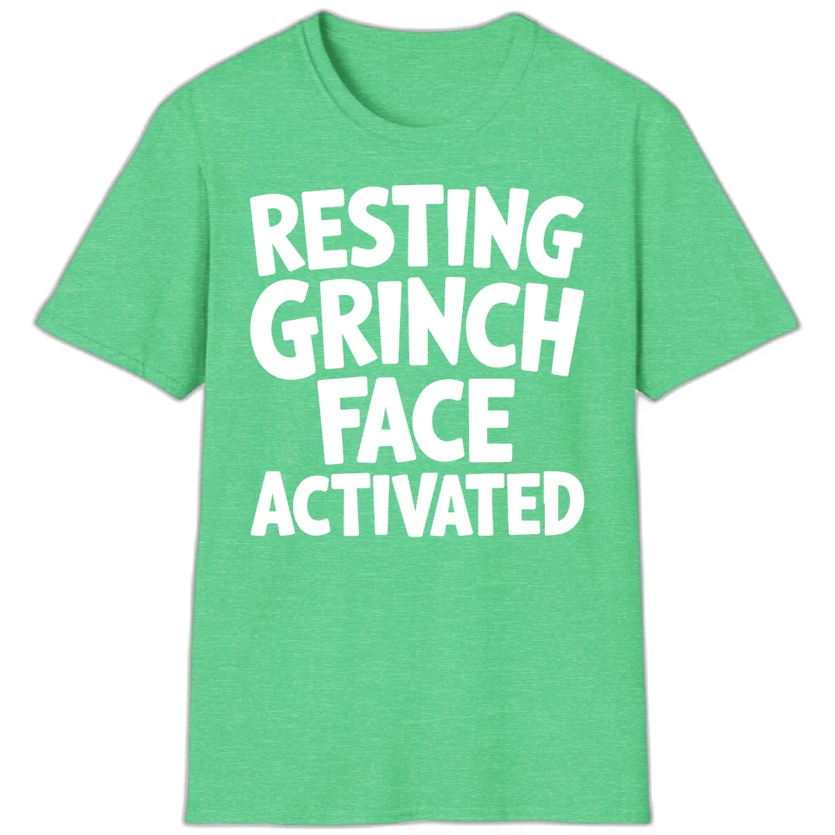 Resting Grinch Face Activated Typography T-Shirt in Heather Irish Green
