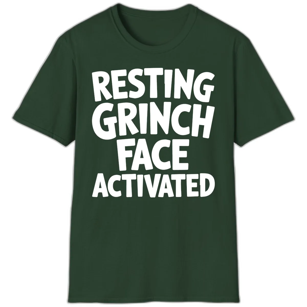 Resting Grinch Face Activated Typography T-Shirt in Forest Green