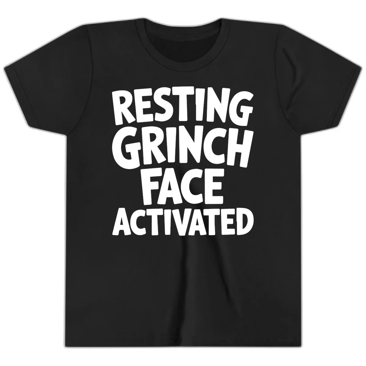 Resting Grinch Face Activated Typography Youth T-Shirt in Black