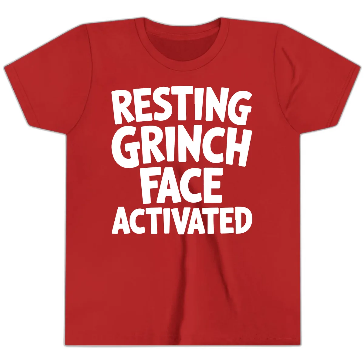 Resting Grinch Face Activated Typography Youth T-Shirt in Red