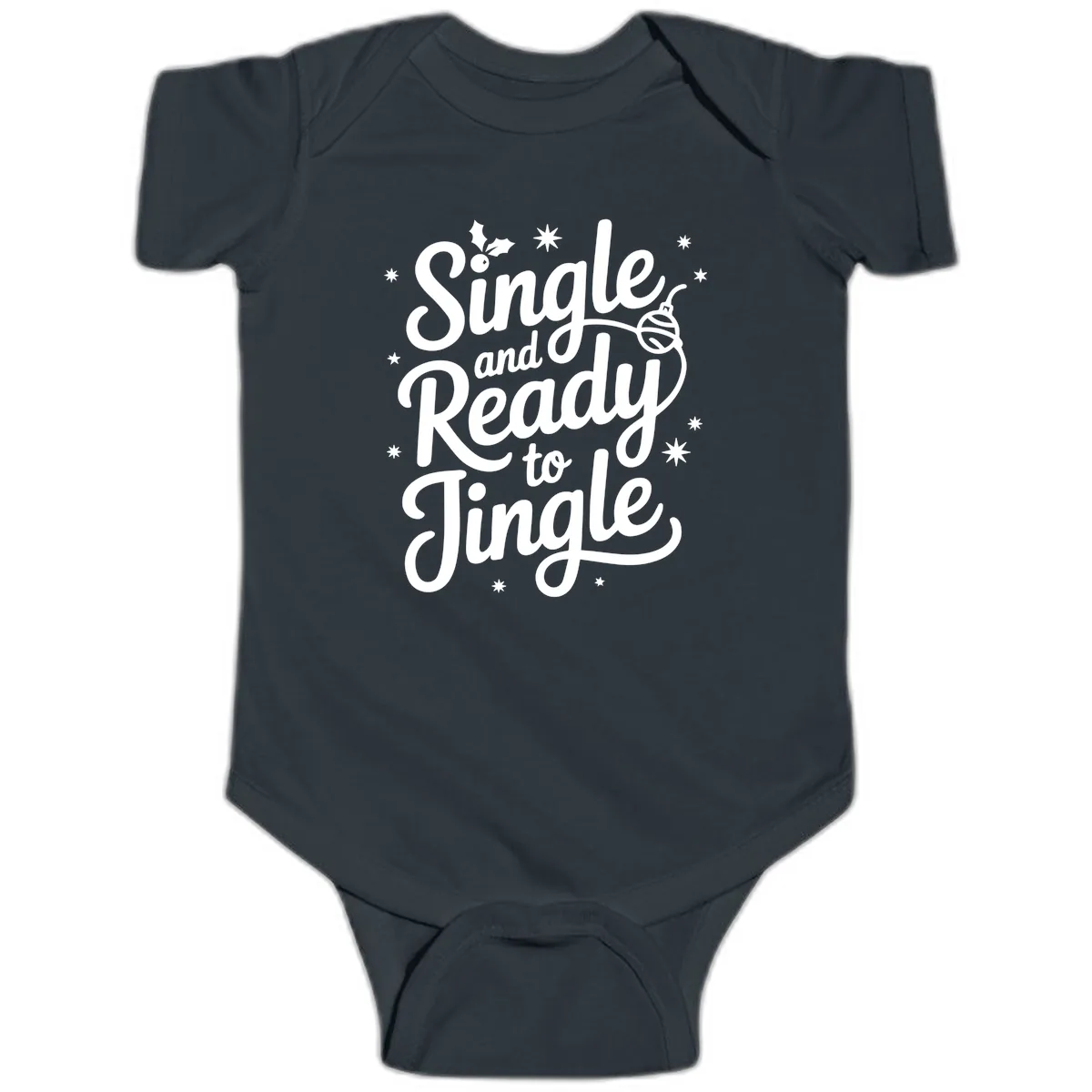 Single and Ready to Jingle Phrase Baby Onesie in Black