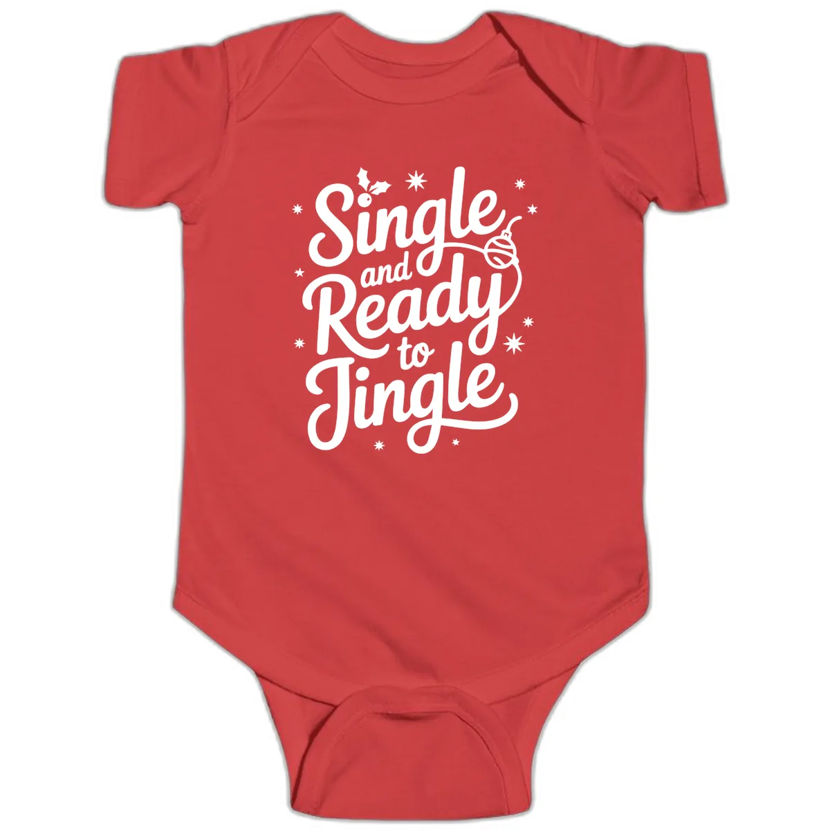 Single and Ready to Jingle Phrase Baby Onesie in Red