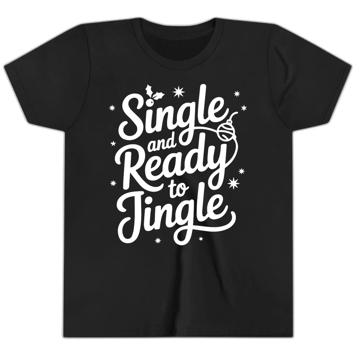 Single and Ready to Jingle Phrase Youth T-Shirt in Black