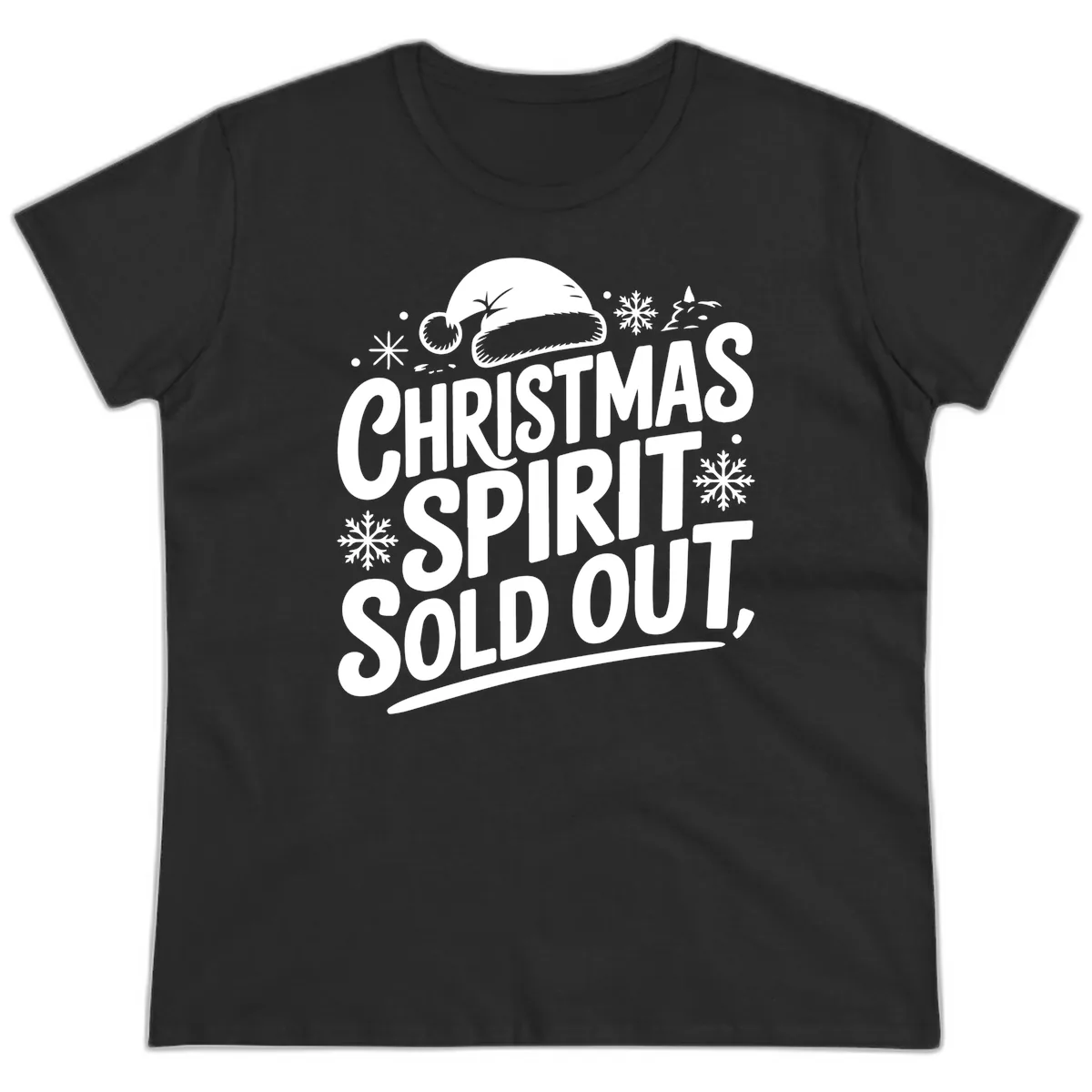 Christmas Spirit Sold Out Ladies Tee in Black