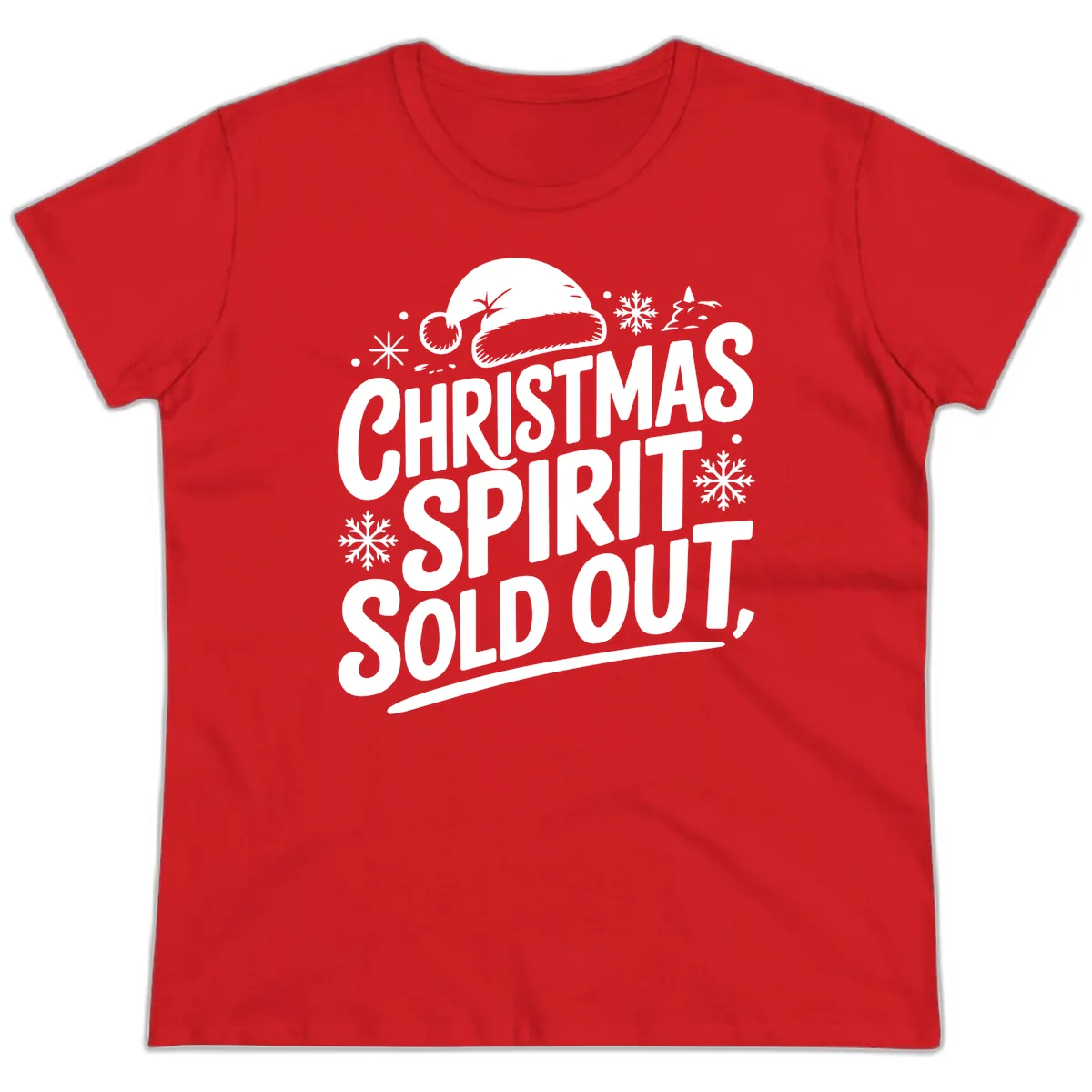 Christmas Spirit Sold Out Ladies Tee in Red