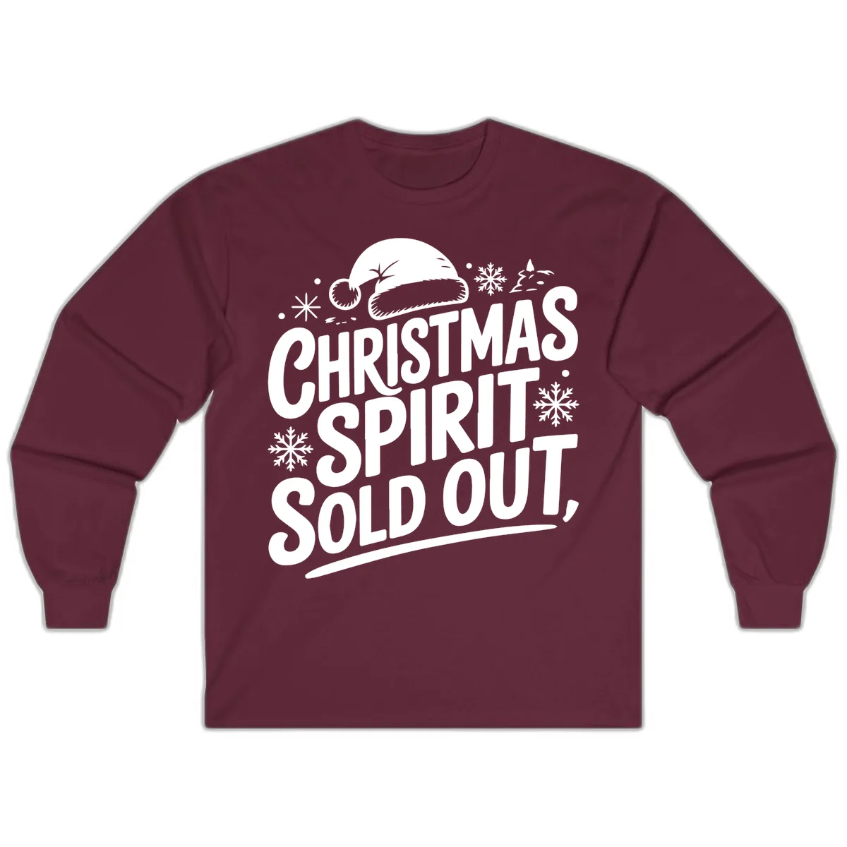 Christmas Spirit Sold Out Long Sleeve in Maroon