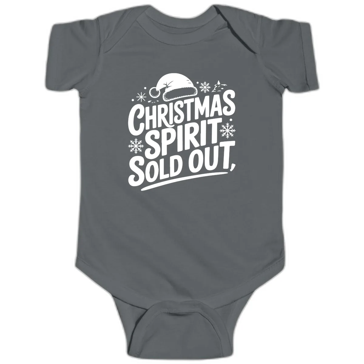 Christmas Spirit Sold Out Baby Onesie in Charcoal
