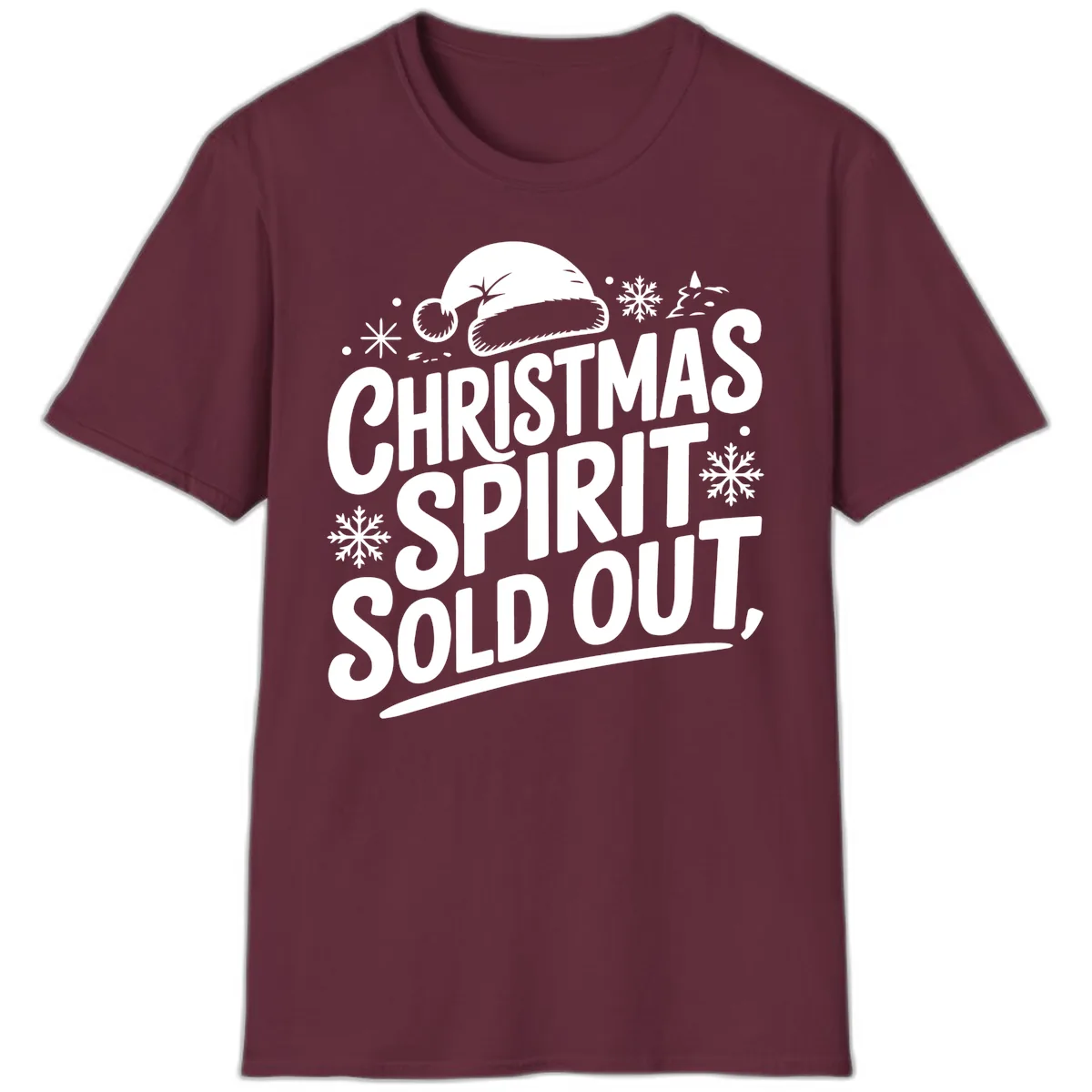 Christmas Spirit Sold Out T-Shirt in Maroon