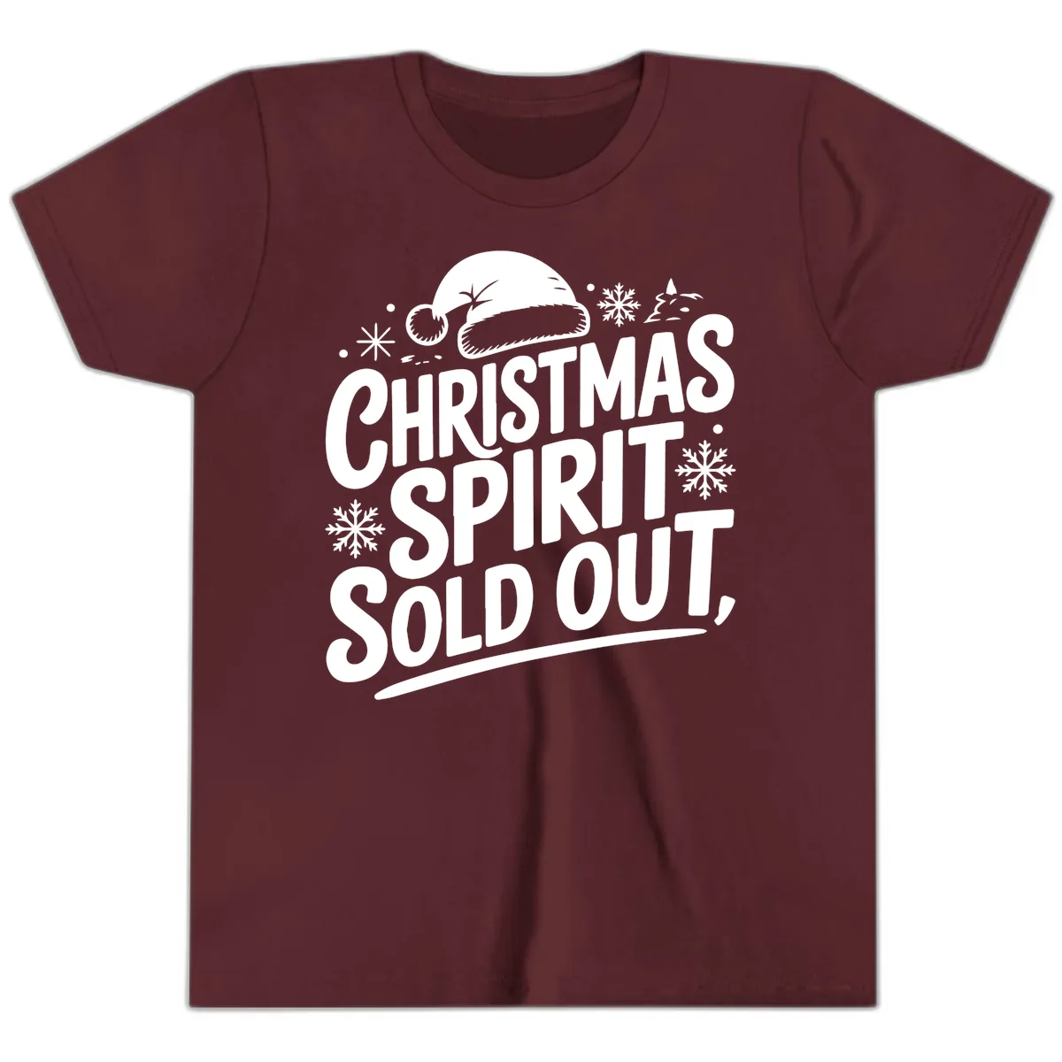 Christmas Spirit Sold Out Youth T-Shirt in Maroon