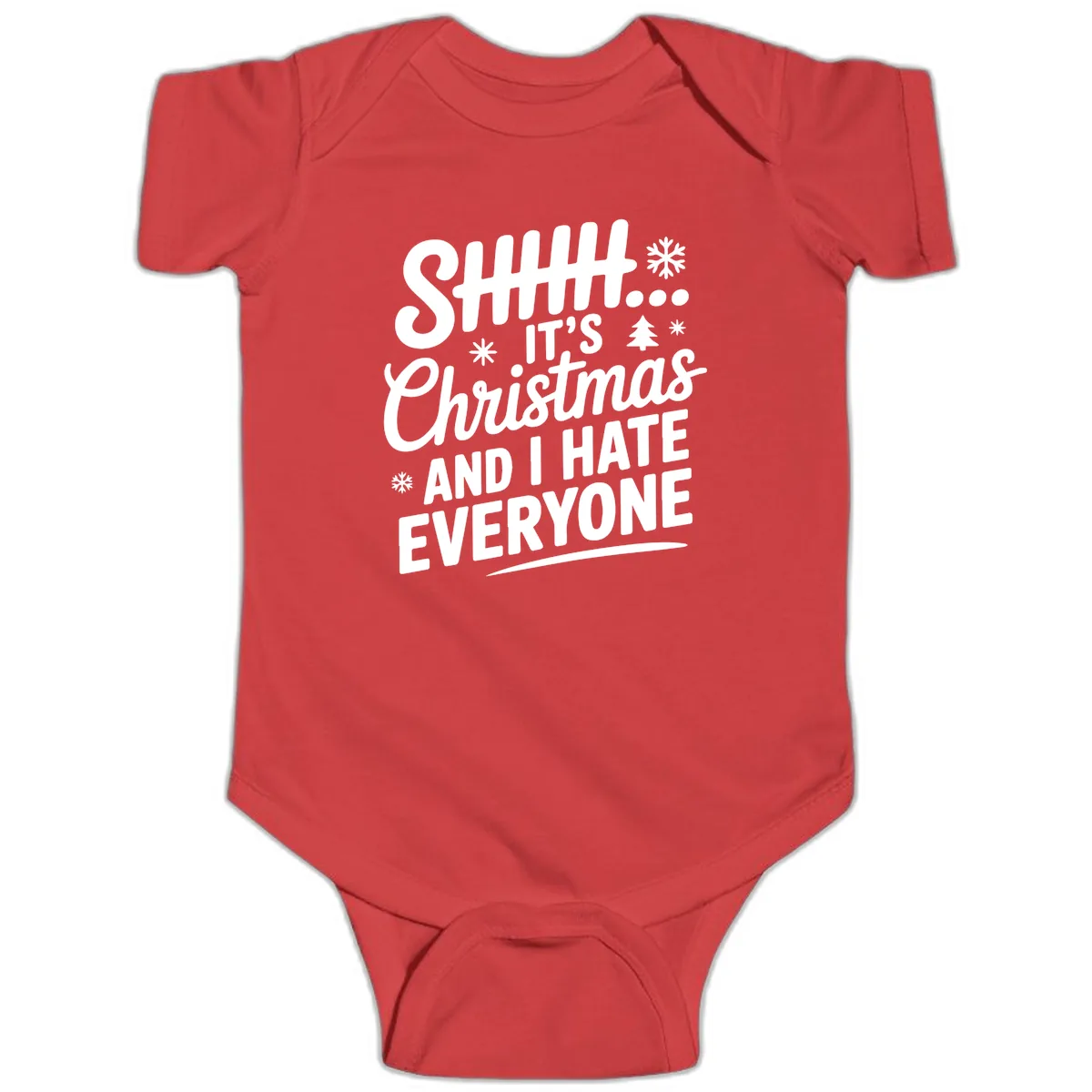 Shhh It's Christmas And I Hate Everyone Baby Onesie in Red