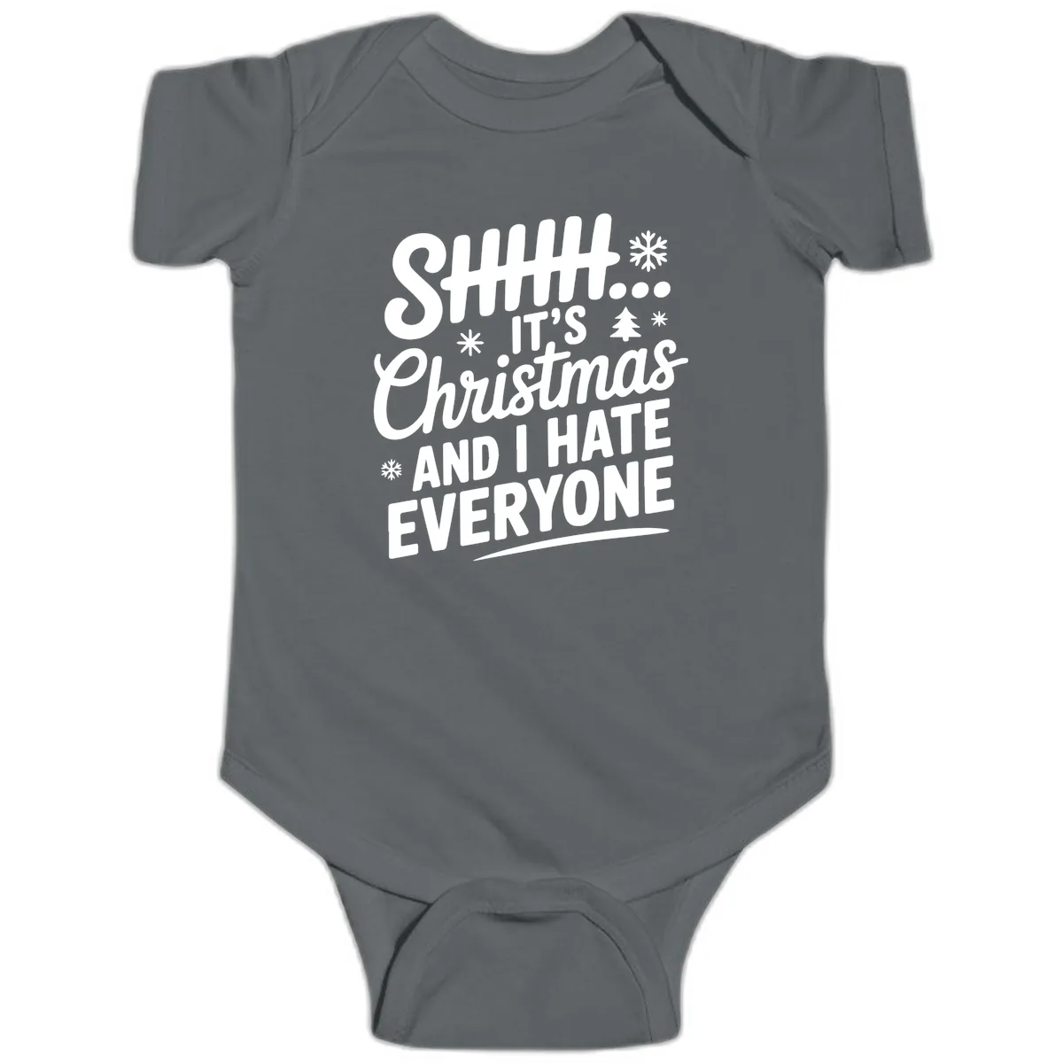 Shhh It's Christmas And I Hate Everyone Baby Onesie in Charcoal