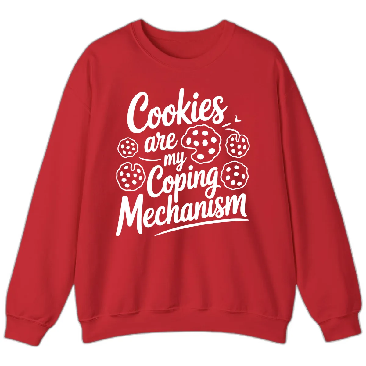 Cookies Are My Coping Mechanism Typography Sweatshirt in Red
