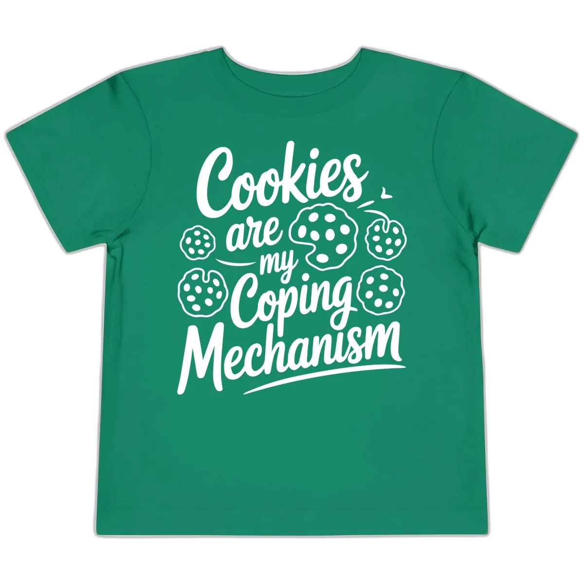 Cookies Are My Coping Mechanism Typography Toddler T-Shirt in Kelly