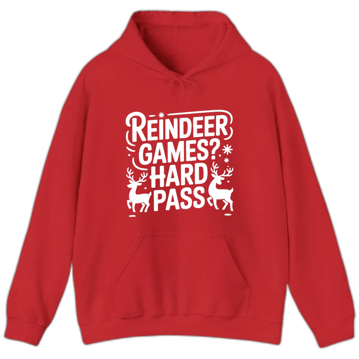 Reindeer Games Hard Pass Christmas Hoodie in Red