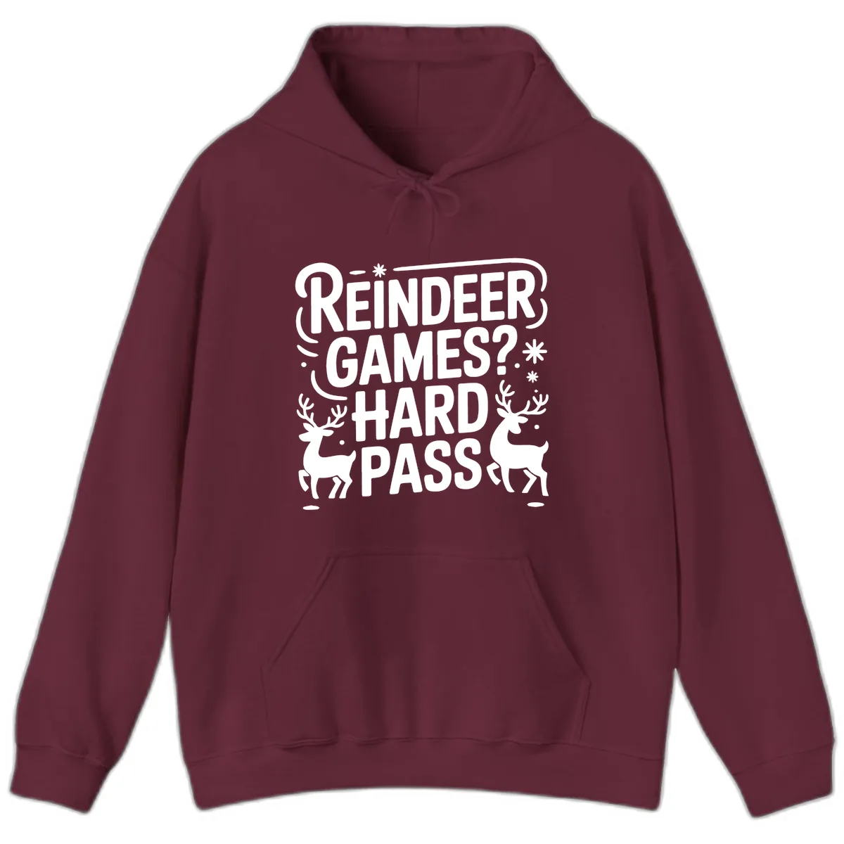 Reindeer Games Hard Pass Christmas Hoodie in Maroon