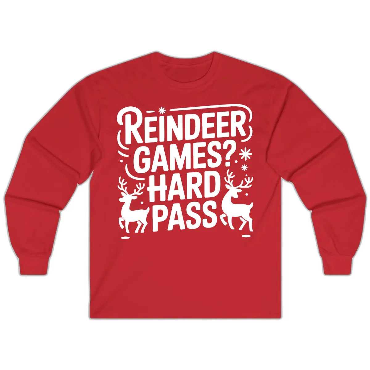 Reindeer Games Hard Pass Christmas Long Sleeve in Red
