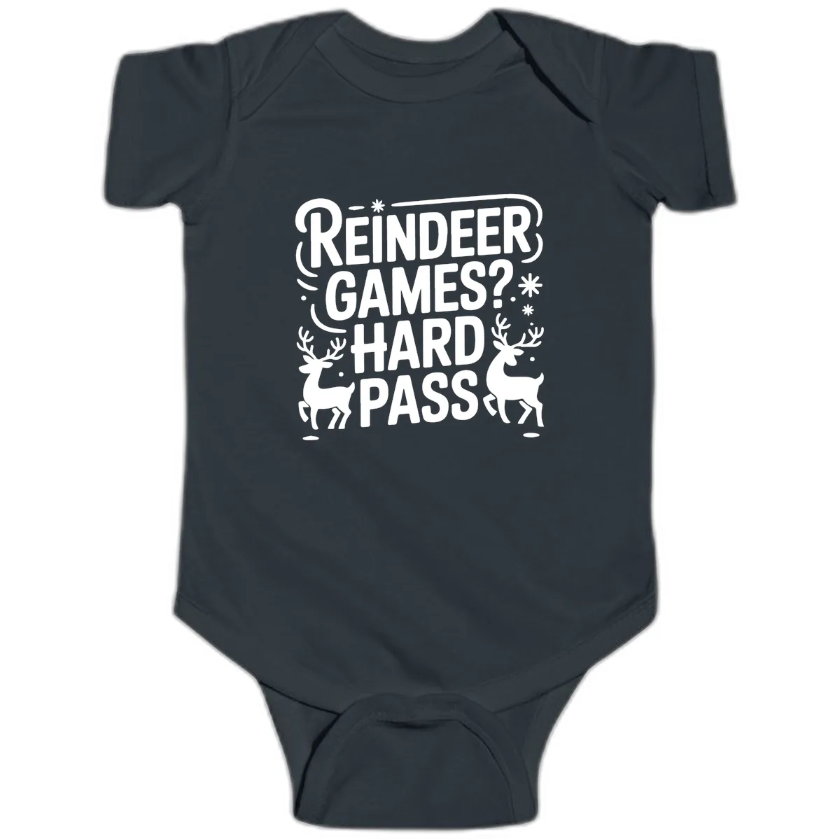 Reindeer Games Hard Pass Christmas Baby Onesie in Black