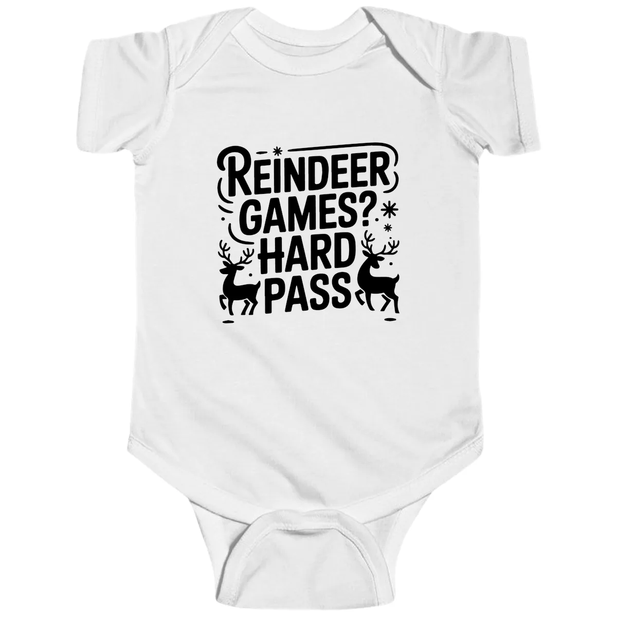 Reindeer Games Hard Pass Christmas Baby Onesie in White
