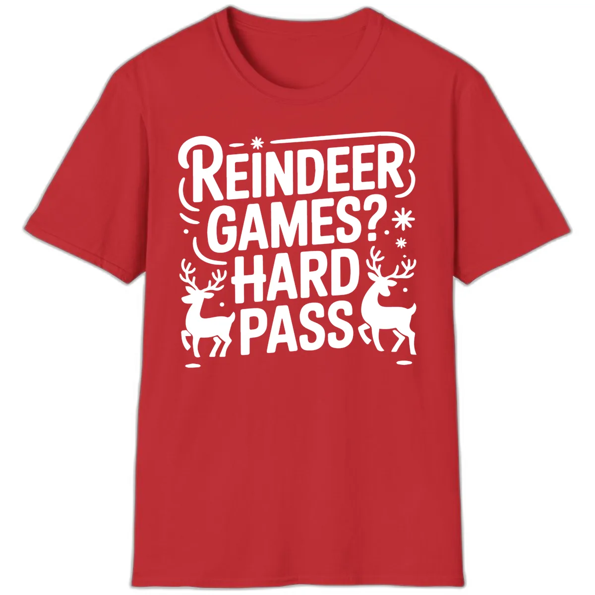 Reindeer Games Hard Pass Christmas T-Shirt in Red