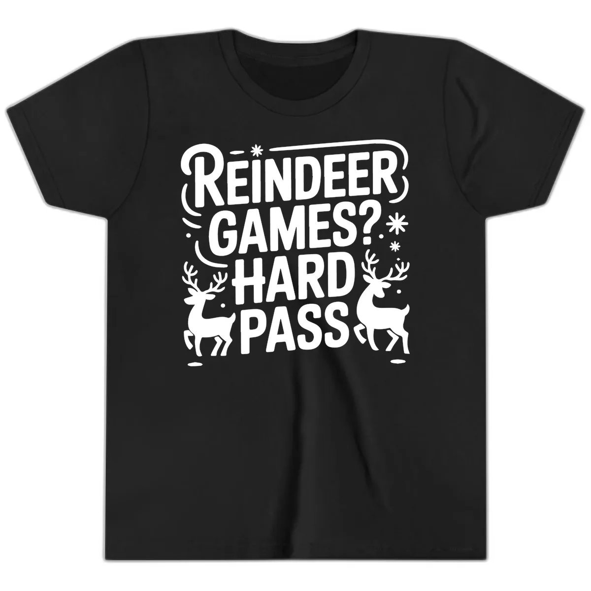 Reindeer Games Hard Pass Christmas Youth T-Shirt in Black